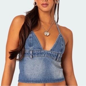 Edikted Denim Halter Top